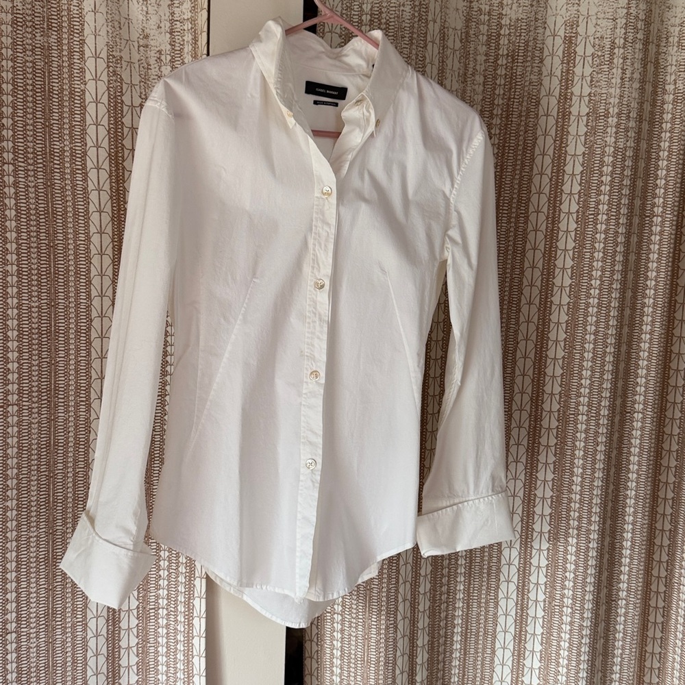 Strikingly tailored Isabel Marant cotton shirt with stylish cuffed sleeves.